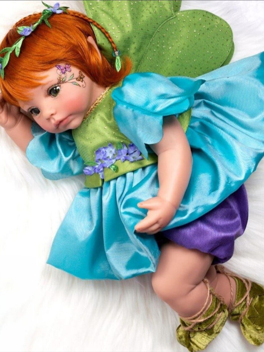 "Pixie Girl" Fairy Doll With Sparkle Wings On Blue Dress, By Paradise Gallaries - Picture 3 of 10